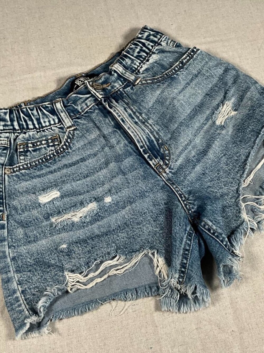 Rewash Womens 100% Cotton High Rise Distressed Denim Shorts (3/26, "26)